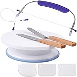 Cake Decorating Supplies Kit Adjustable Cake Leveler Cutter Slicer with Cake Rotating Turntable, Icing spatula and Icing Smoother for Beginners by PROKITCHEN