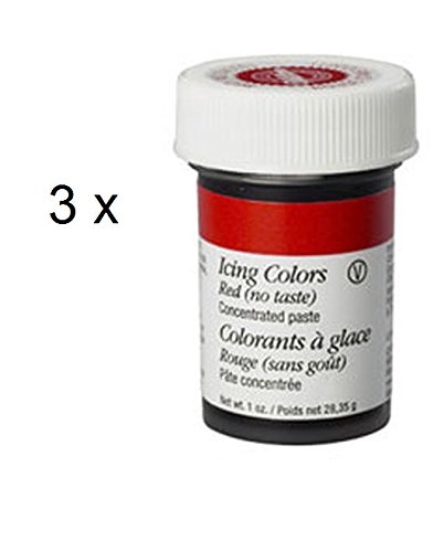 Wilton RED NO TASTE Icing Colour Paste Gel Sugarcraft Food Cake Colouring x 3