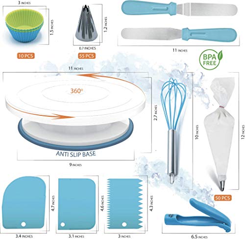 Cake Decorating Kit - Cake Decorating Supplies - Baking Supplies - Cake Turntable - Piping Bags -Russian Piping Tips Set - Piping Bags And Tips - Cupcake Decorating Kit - Cake Decorating Tools & More