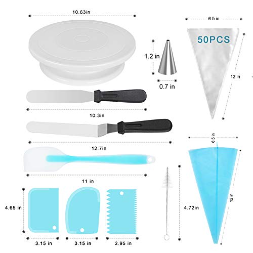 Kootek 103 Pieces Cake Decorating Kit Baking Supplies Set with Revolving Cake Turntable, Cake Leveler, Cookie Cutter, Piping Tips, Frosting Pastry Bags, Icing Spatula Smoother, Cake Scrapers