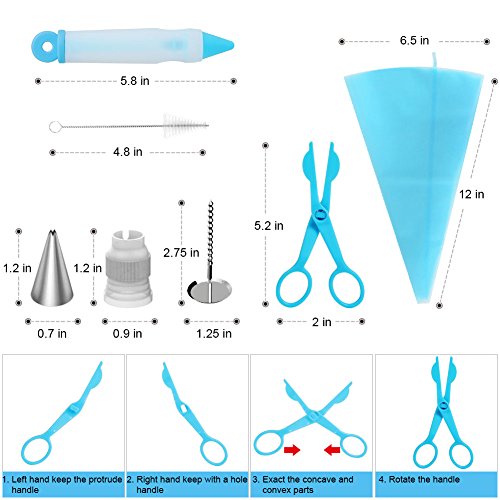 Kootek 42-Piece Cake Decorating Kit Supplies with Icing Tips, Pastry Bags, Icing Smoother, Piping Nozzles Coupler, Flower Nails, Decorating Pen, Flower Lifter for Cake Decoration Baking Tools