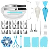 Kootek 103 Pieces Cake Decorating Kit Baking Supplies Set with Revolving Cake Turntable, Cake Leveler, Cookie Cutter, Piping Tips, Frosting Pastry Bags, Icing Spatula Smoother, Cake Scrapers