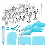 Kootek 42-Piece Cake Decorating Kit Supplies with Icing Tips, Pastry Bags, Icing Smoother, Piping Nozzles Coupler, Flower Nails, Decorating Pen, Flower Lifter for Cake Decoration Baking Tools