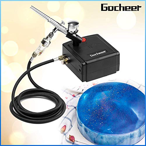 Gocheer Mini Airbrush Kit, Dual-Action Air Brush Pen Gravity Feed Airbrush for Makeup Art Craft Nails Cake Decorating Modeling Tool with Airbrush Cleaning Set