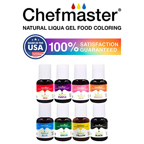 Chefmaster - Natural Liqua-Gel Food Coloring Kit - Natural Gel Food Coloring - 8 Count Pack - Plant-Based Ingredients, Naturally Vibrant Colors, Blends Easily